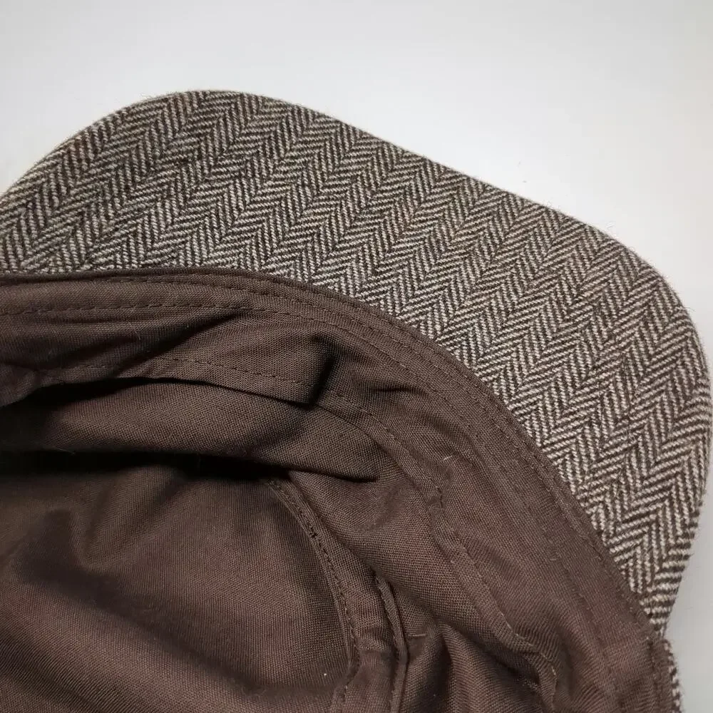 Banana Republic Army Cap Brown S/M Fitted Herringbone Wool Hat Cadet Casual